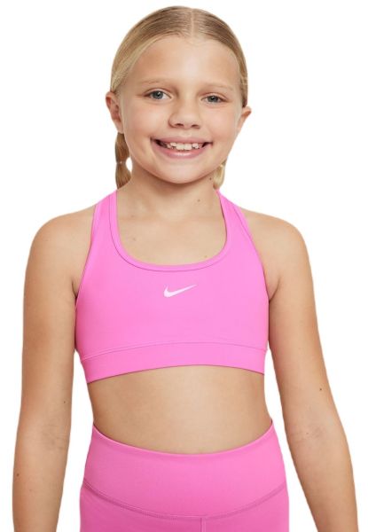 Dievčenské podprsenky Nike Girls Swoosh Sports Bra - playful pink/white