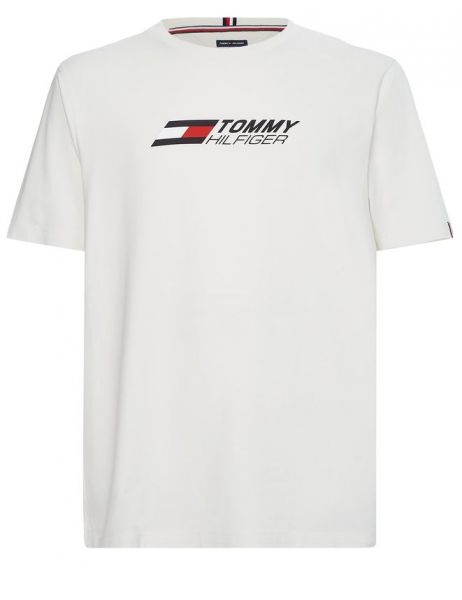 Herren Tennis-T-Shirt Tommy Hilfiger Essentials Big Logo Short Sleeve Tee - ivory