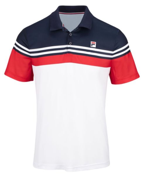 Męskie polo tenisowe Fila Polo Paul - white/fila red/navy