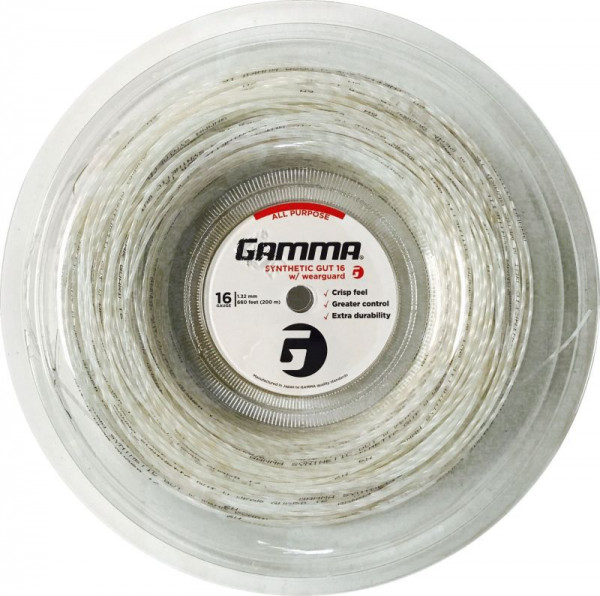 Cordaje de tenis Gamma Synthetic Gut w/ WearGuard (200 m) - white