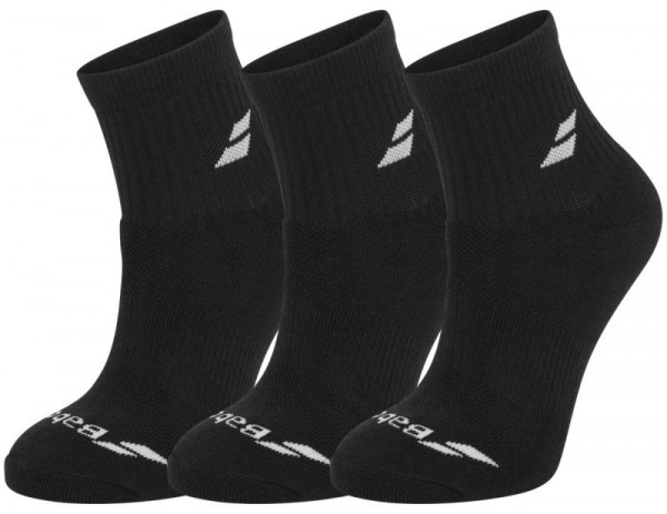 Tennisesokid  Babolat Quarter 3 Pairs Pack Socks - black/black