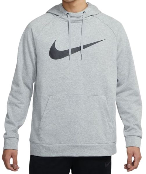 Herren Tennissweatshirt Nike Dri-Fit Hoodie PO Swoosh M - dark grey heather/black