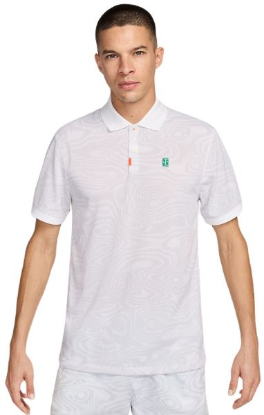 Męskie polo tenisowe Nike Polo Dri-Fit Heritage Printed - white/white