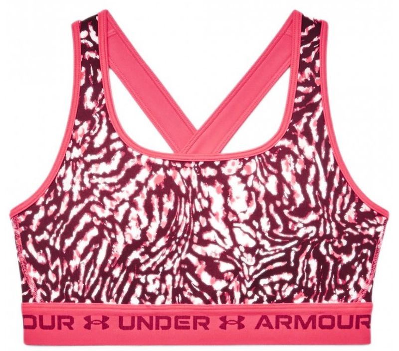 Women's bra Under Armour Women's Armour Mid Crossback Printed Sports Bra -  penta pink/black, Tennis Zone