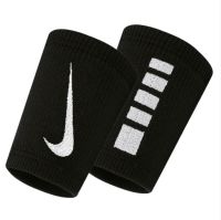 Asciugamano da tennis Nike Elite Double-Wide Wristbands 2P - black/white