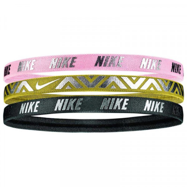 Fejpánt  Nike Metallic Hairbands 3 pack - storm pink/dark citron/gridiron