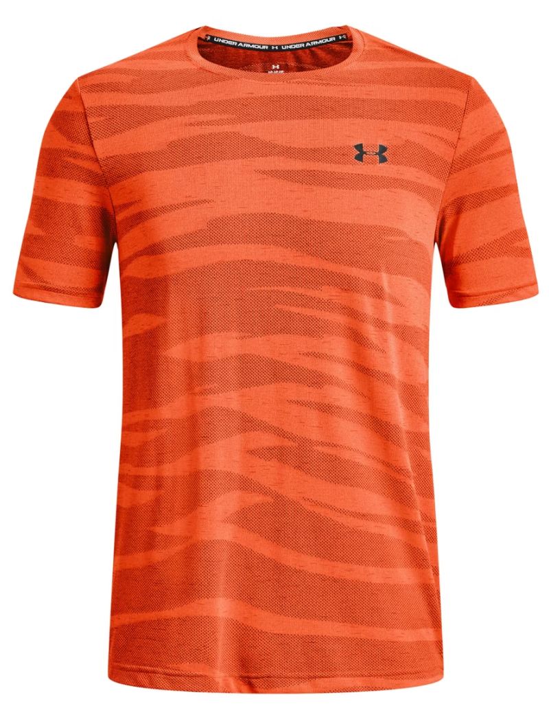 Men's T-shirt Under Armour Seamless Wave Short Sleeve - orange blast/black, Tennis Zone