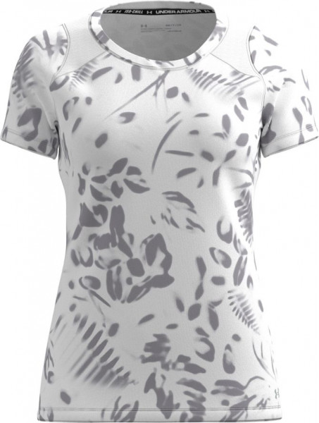 Women's T-shirt Under Armour Women's UA IsoChill 200 Print Short Sleeve - white/gray wolf