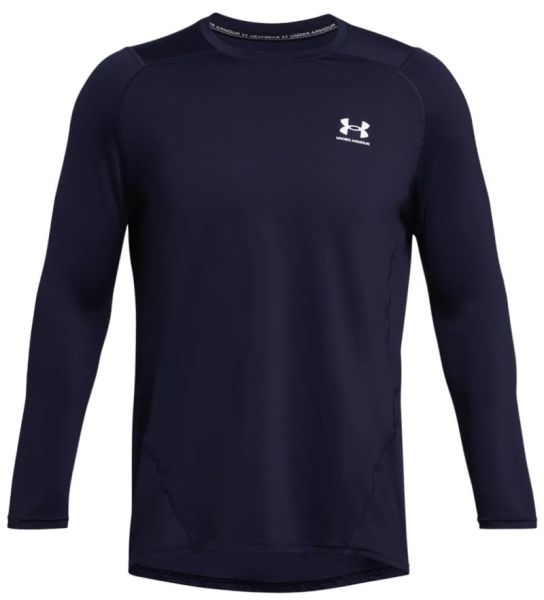 Herren Tennis-Langarm-T-Shirt Under Armour Men's HeatGear Armour Fitted Long Sleeve - midnight navy/white