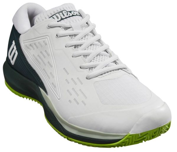 Chaussures de tennis pour hommes Wilson Rush Pro Ace Clay - white/ponderosa/jas green