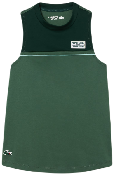 Naiste tennisetopp Lacoste Contrast Stretch Cotton Sport Tank - dark green/green