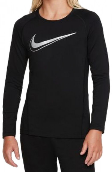 Тениска за момчета Nike Pro Dri FIT Long Sleeve - black
