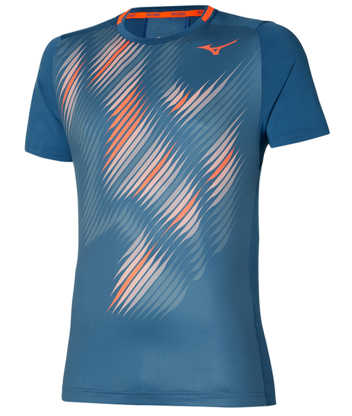 Herren Tennis-T-Shirt Mizuno Shadow Graphic Tee - blue ashes