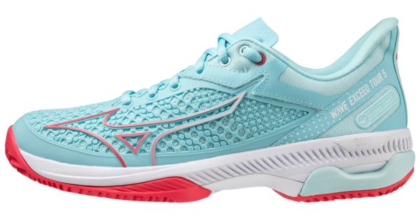 Chaussures de tennis pour femmes Mizuno Wave Exceed Tour 5 CC - tanager turquoise/fiery coral/white