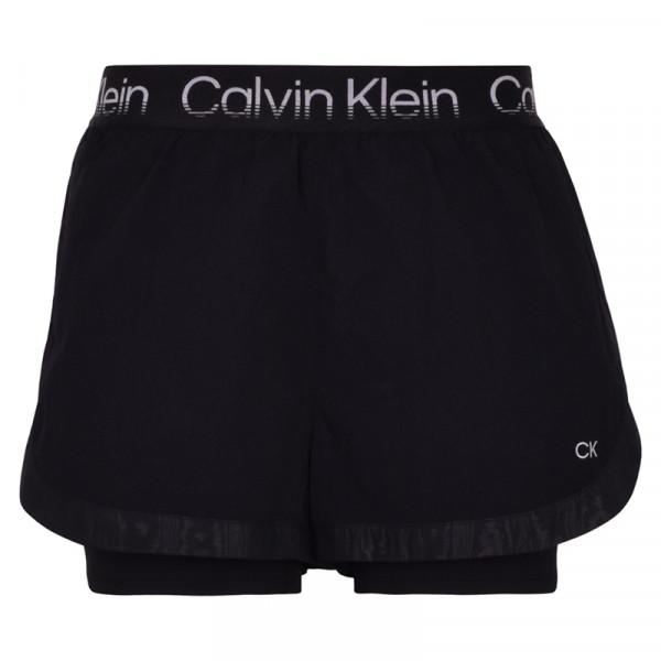 Damskie spodenki tenisowe Calvin Klein 2 in 1 Shorts - black/moire print trim