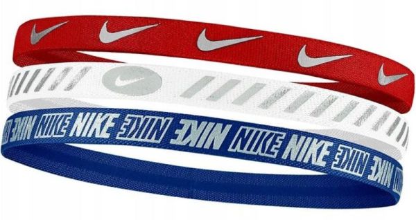 Stirnband Nike Metallic Hairbands 3.0 3P - university red/white/game royal