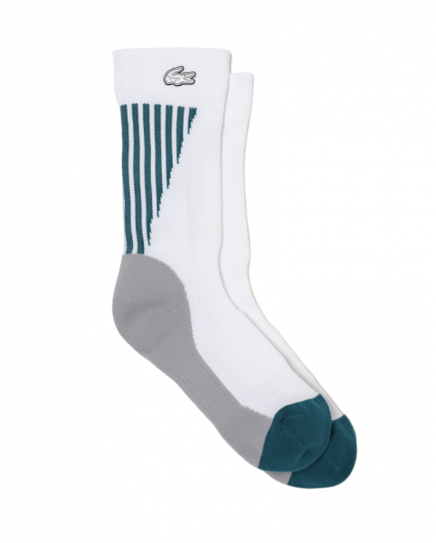  Lacoste Unisex SPORT Sock 1P - white/grey chine/green
