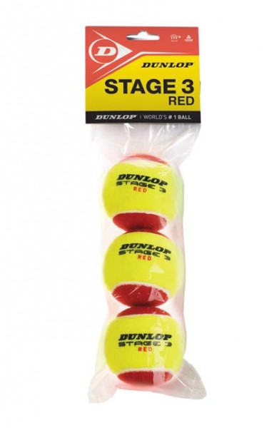 Teniso kamuoliukai pradedantiesiems Dunlop Stage 3 Red 3 vnt.