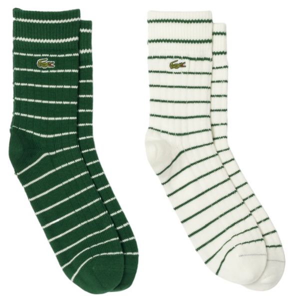 Chaussettes de tennis Lacoste Short Striped Cotton Socks 2P - Multicolore