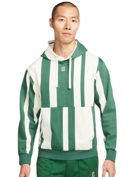 Herren Tennissweatshirt Nike Court Heritage Dri-Fit Fleece Tennis Hoodie - gorge green/coconut milk