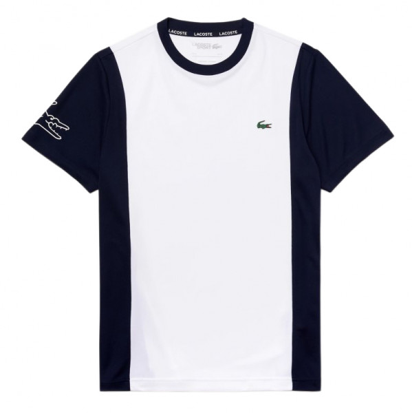  Lacoste Men's Sport Breathable Resistant Bicolor T-shirt - white/navy blue/white