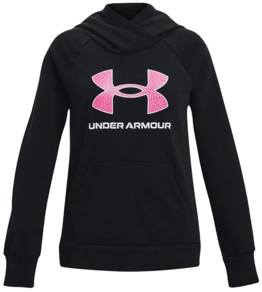 Tüdrukute džemper Under Armour Girls' UA Rival Fleece Big Logo Hoodie - black/pink edge