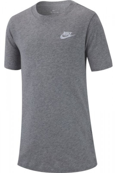 Koszulka chłopięca Nike NSW Tee Embedded Futura B - dark grey heather/white