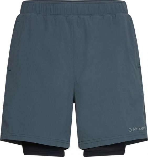 Pantaloni scurți tenis bărbați Calvin Klein WO 2 in 1 Woven Short - dark slate