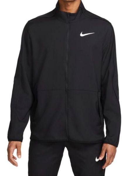 Herren Tennissweatshirt Nike Dri-Fit Woven Training Jacket - black/black/white