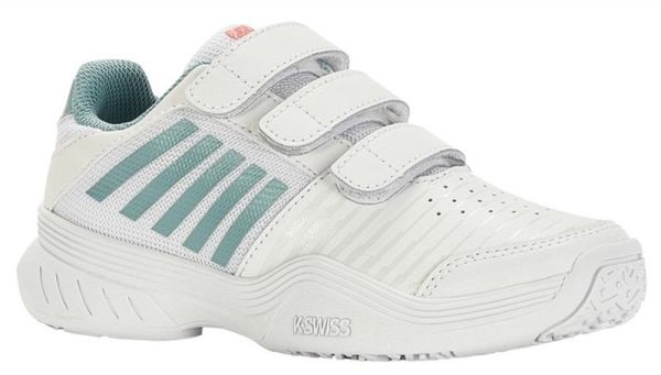 Chaussures de tennis pour juniors K-Swiss Court Express Strap Omni - white/nile blue/desert flower