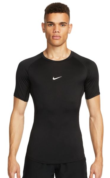 Men’s compression clothing Nike Pro Dri-FIT Tight Short-Sleeve Fitness Top - black/white
