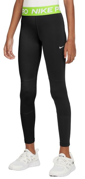 Kelnės mergaitėms Nike Girls Pro Dri-Fit Leggings - black/volt/white
