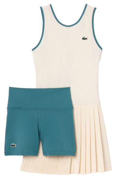 Damen Tenniskleid Lacoste Ultra-Dry Stretch Tennis Dress And Shorts - white/blue
