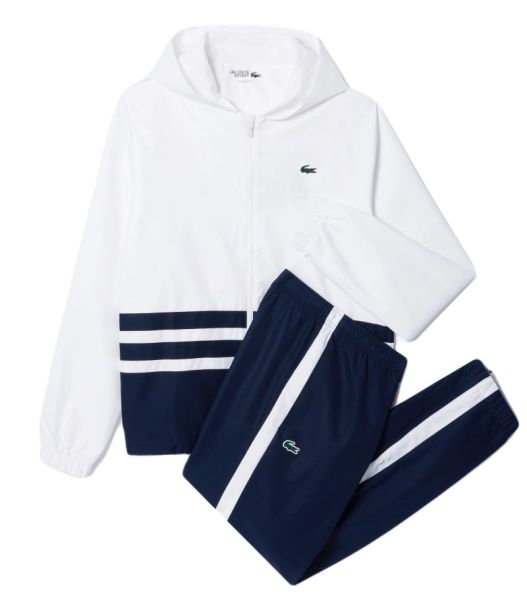 Męski dres tenisowy Lacoste Colourblock Tennis Sportsuit - white/navy blue