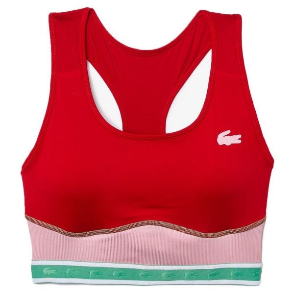  Lacoste SPORT Women's Racer Back Sports Bra - red/pink/green