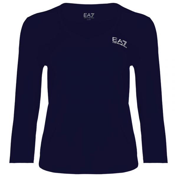 Dámske trička (dlhý rukáv) EA7 Woman Jersey T-shirt - navy bule