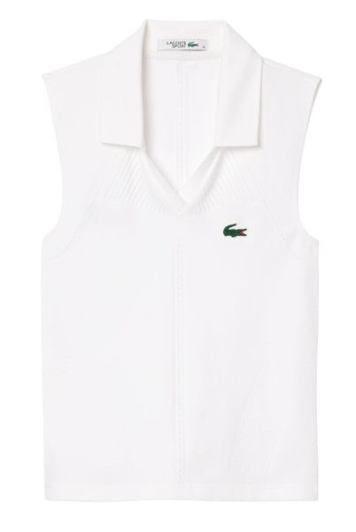 Damskie polo Lacoste Women's Sleeveless Stretch Knit Tennis - Biały