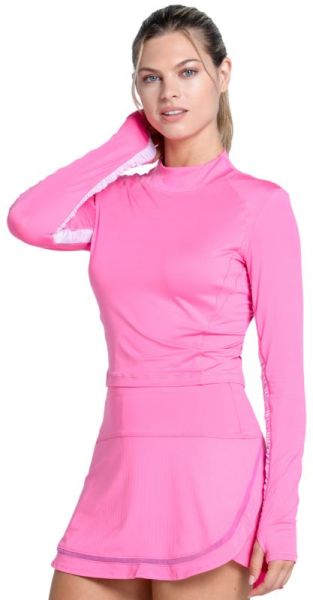 Women's long sleeve T-shirt Lucky in Love Mock Neck Hip Fit Long Sleeve - Pink