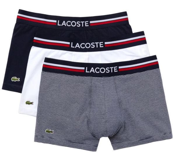 Pánské boxerky Lacoste Iconic Boxer Briefs With Multicolor Waistband 3P - navy blue/white