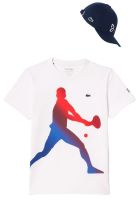 Herren Tennis-T-Shirt Lacoste Tennis X Novak Djokovic T-Shirt & Cap Set - white