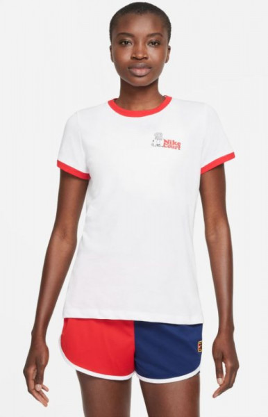  Nike Court Dri-Fit Ringer Tee New York City W - white/university red