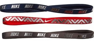 Fejpánt  Nike Metallic Hairbands 3 pack - gun smoke/habanero red/navy