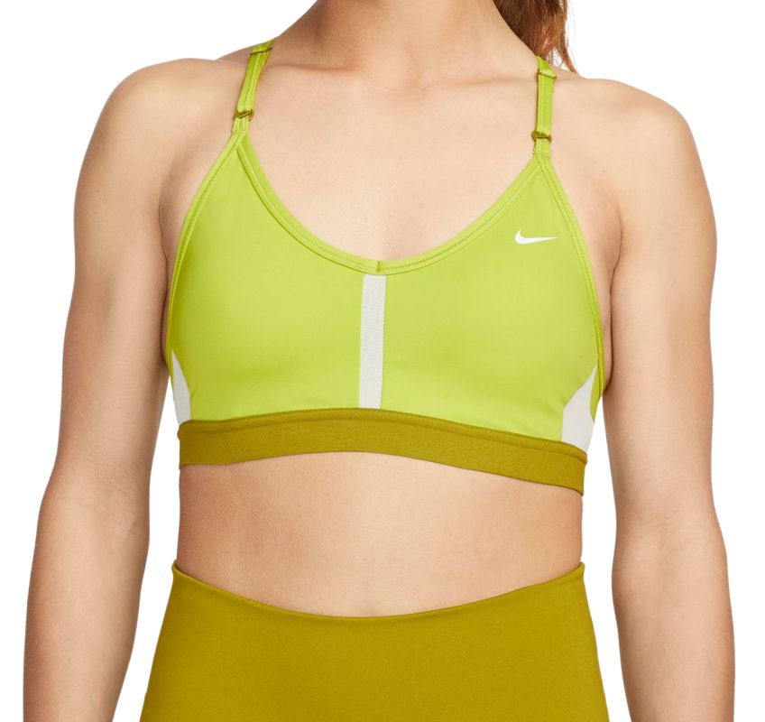 Women's bra Nike Indy Bra V-Neck - bright cactus/coconut milk/moss/white, Tennis Zone