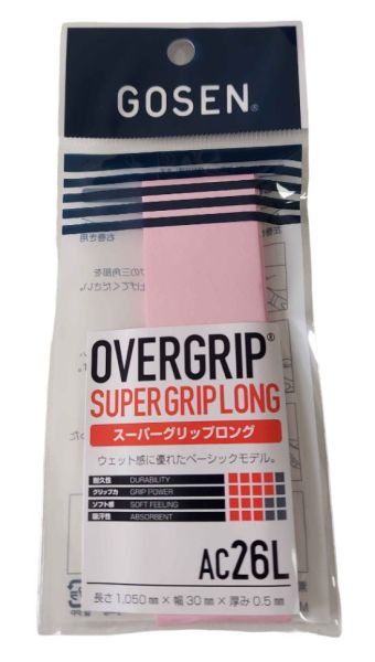 Viršutinės koto apvijos Gosen Super Overgrip Long 1P - Rožinė