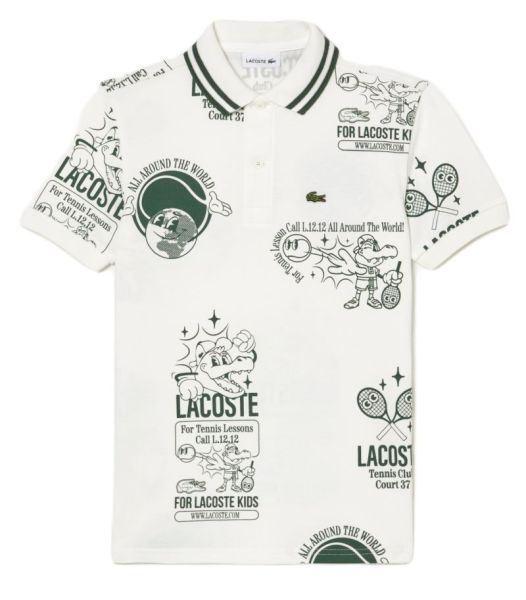 Koszulka chłopięca Lacoste Graphic Print Cotton Polo - white/dark green