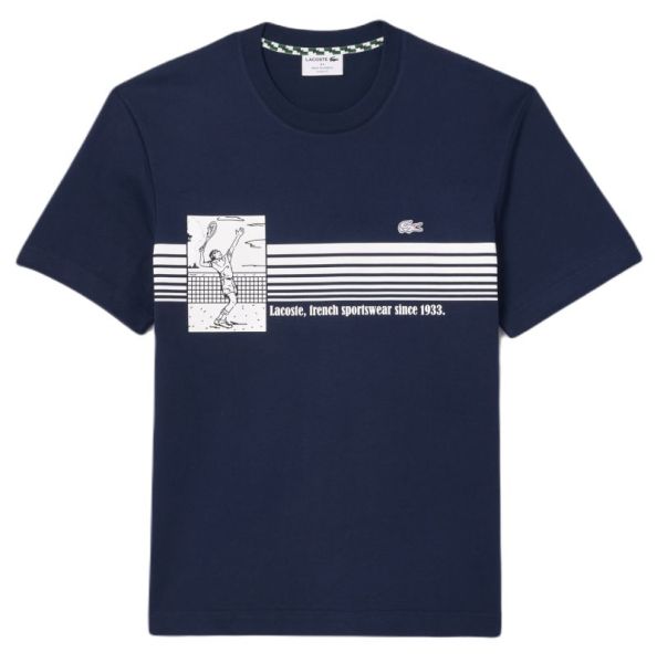 Teniso marškinėliai vyrams Lacoste French Made Tennis Print Heavy T-Shirt - Mėlynas