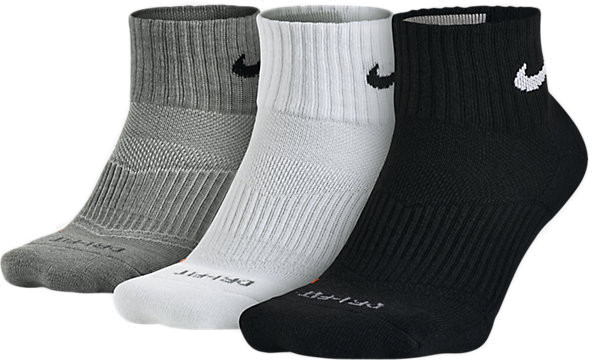  Nike Dri-Fit Cotton Cushioned Quarter - 3 pary/black/white/grey