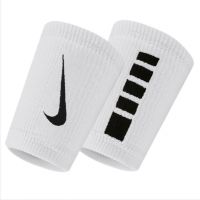 Muñequera de tenis Nike Elite Double-Wide Wristbands 2P - white/black