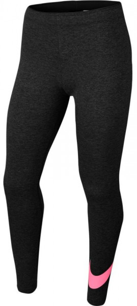 Панталон за момичета Nike NSW Favorites Swoosh Tight G - black heather/sunset pulse
