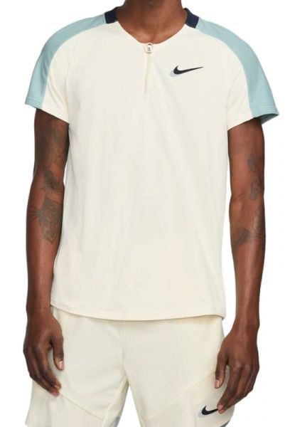 Herren Tennispoloshirt Nike Court Dri-Fit Slam Tennis Polo M - coconut milk/ocean blue/obsidian/black